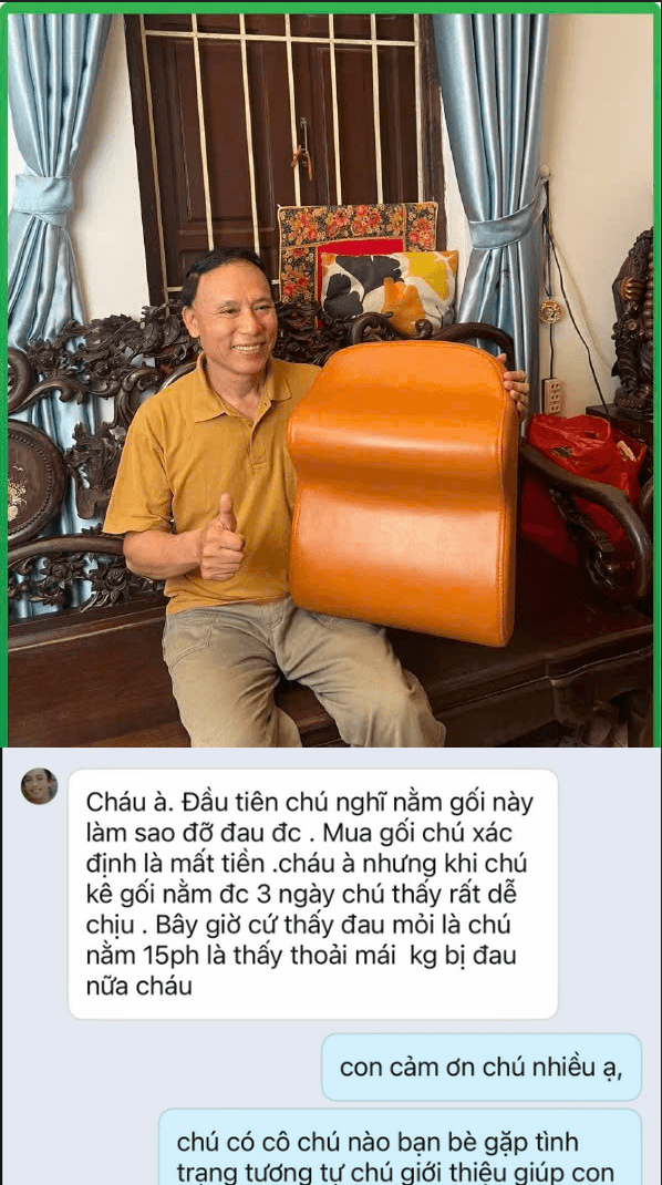 Khách hàng chia sẻ trải nghiệm với gối Dr Tận Tâm